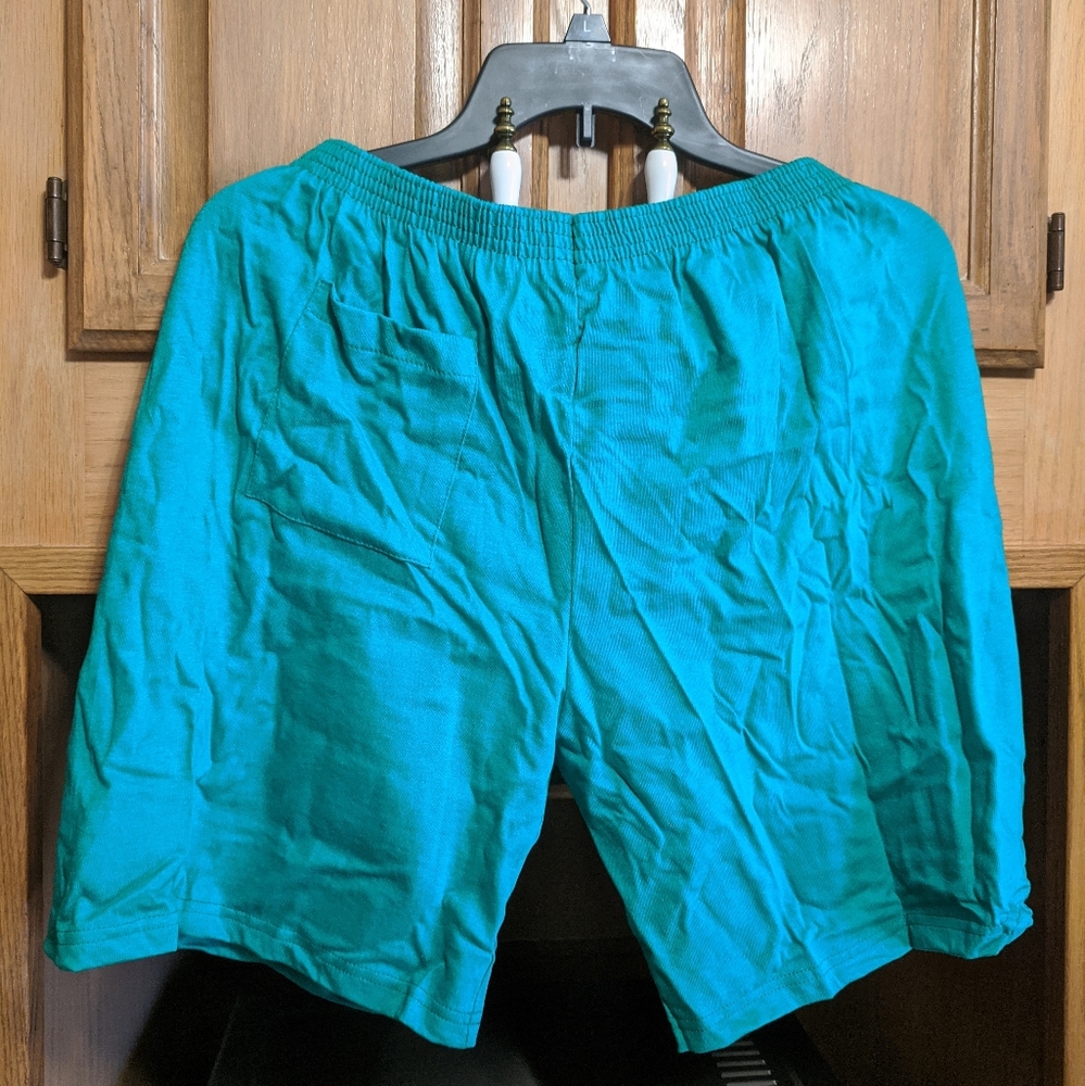 Vintage Unisex green Salem cotton jersey shorts size XL stretch waistband - Picture 2 of 6